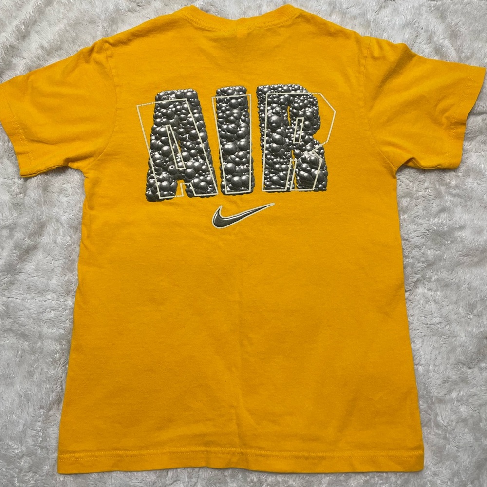 Nike Air Bubble Swoosh Golden Yellow Graphic Crew Neck 100% Cotton Tee Shirt
